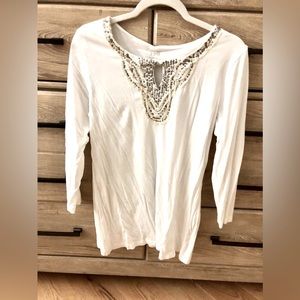 Gorgeous J. Jill silk trimmed sequin tee! Size M